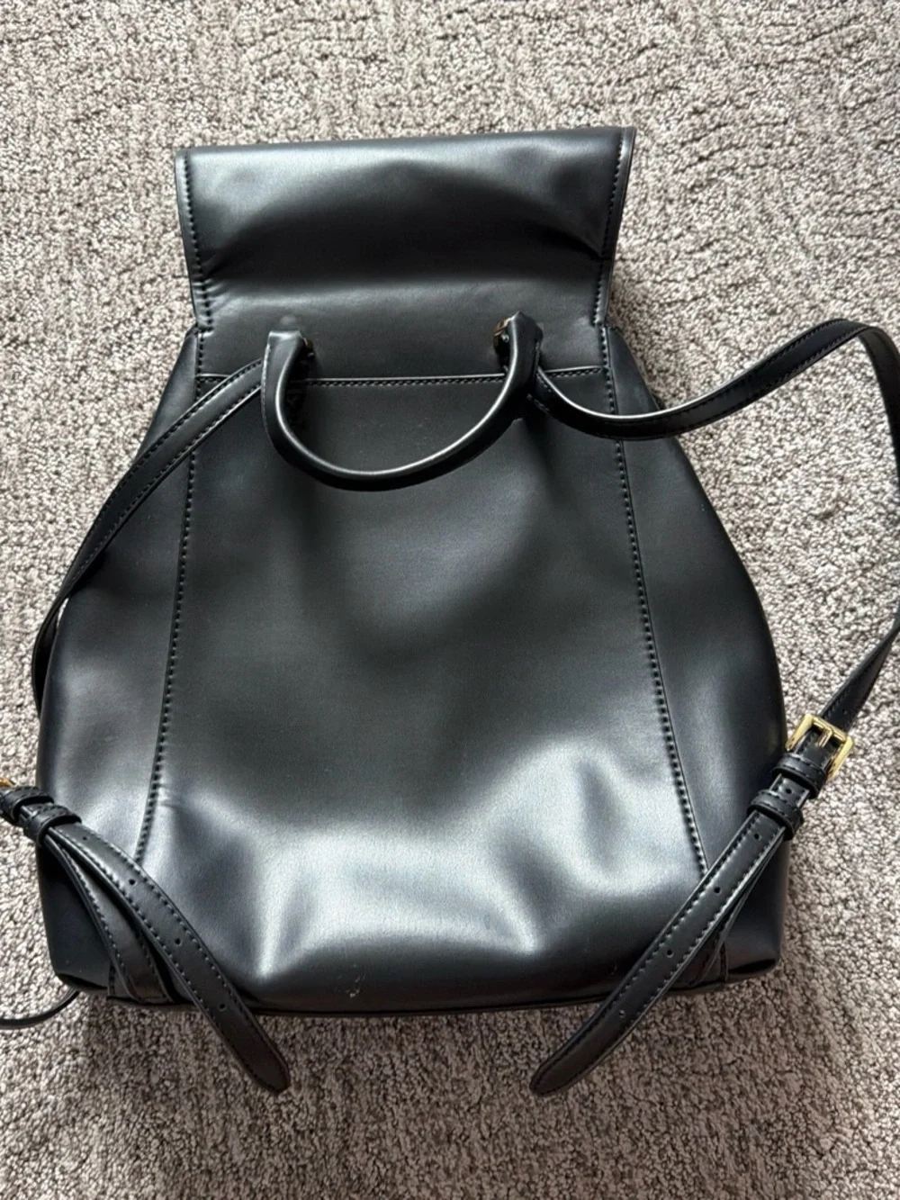 Michael Kors Black Leather Backpack with Gold Accents